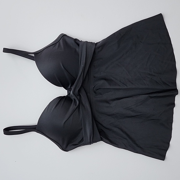 Time & Tru Black Tankini  Top Padded Underwire Padded Cups Flowy Size Medium - Picture 4 of 13